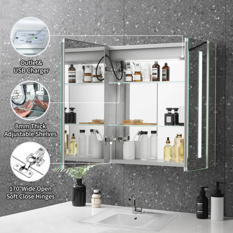Wayli 25'' W 26'' H Frameless Medicine Cabinet Mirror | Wayfair